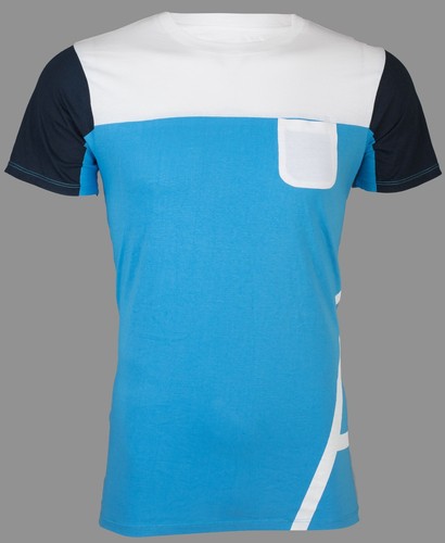 ARMANI EXCHANGE White Blue OVERSIZE LOGO Slim Fit Designer Pocket T-shirt NWT - Picture 2 of 8