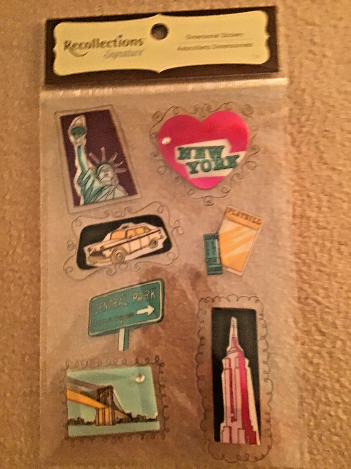 3462 RECOLLECTIONS 3D Stickers NEW YORK CENTRAL PARK PkgSz 8x5 for