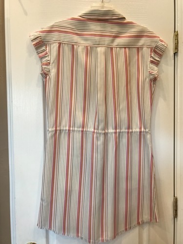 NEW Paige Jaylin Stripe Shirtdress M White Pink Dress Cap Sleeve Loose Tie Waist - Bild 12 von 12