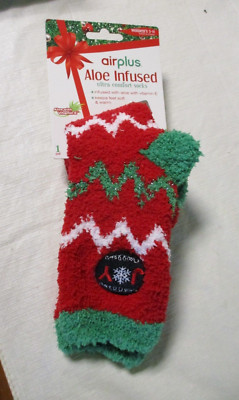 AirPlus Aloe Infused Comfort Socks Women's 5-11 ''Joy'' Christmas Theme