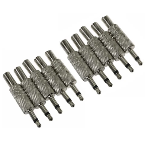 10 Pcs 3.5mm 1/8" Mono Male Audio TR Plated Jack Plug Adapter Connector N493