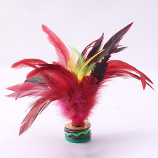 1 x roter Kick-Federball, Badminton-Federb&auml;lle, 20 cm, farbecht, bunte Federn, c