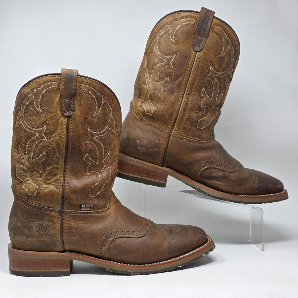DOUBLE H MEN'S Sz 14 2E ICE Saddle Vamp Western Work Boots Broad Square Soft Toe - Image 2 of 4