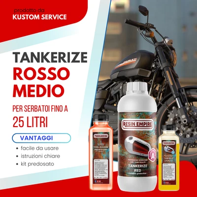 KUSTOMSERVICE.COM Trattamento serbatoio tankerize medio rosso vespa moto antiruggine lambretta 125