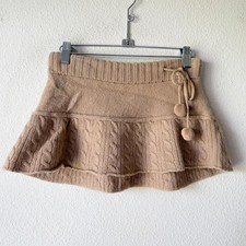 Abercrombie  Fitch RARE Vintage Knit Mini Skirt Women's XS Pom Pom Tan y2k
