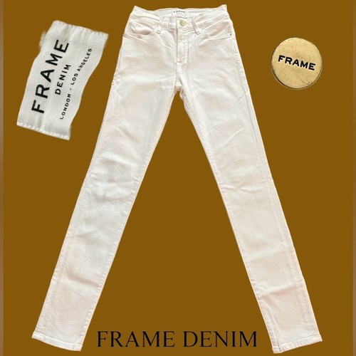 FRAME Le High Skinny High Rise Skinny in Blanc Denim Jeans White Slim Womens 24 - Picture 4 of 16