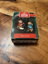 Vintage Hallmark Mom & Dad Chipmunk Stringer Christmas Ornament 1992