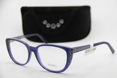 NEW SOSPIRI LUNETTA 260 CLEAR BLUE CRYSTALS AUTHENTIC FRAMES EYEGLASSES 55-18