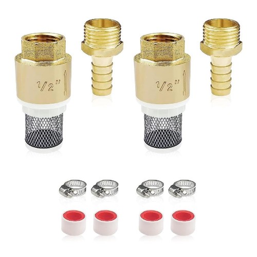 Brass Foot Check Valve 1/2" With Stainless Steel Filter Screen Hose New