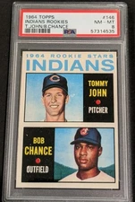 1964 Topps Indians Rookie Stars TOMMY JOHN RC PSA 8 NM-MT Rookies 146 Bob Chance