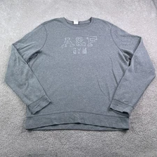 Abercrombie Fitch Shirt Mens 2XL XXL Grey A & F Gym Logo Long Sleeve Crewneck