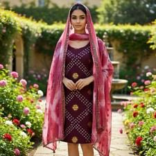 Sushila Vintage Pink Dupatta Georgette Silk Blend Hand Beaded Long Stole Scarves