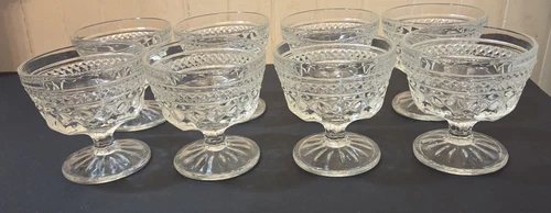 Vintage Anchor Hocking Wexford Clear Glass Dessert Cups Sherbet Dishes 8 Pc Set
