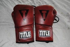 TITLE Boxing Blood Red Leather 16-oz Sparring Gloves