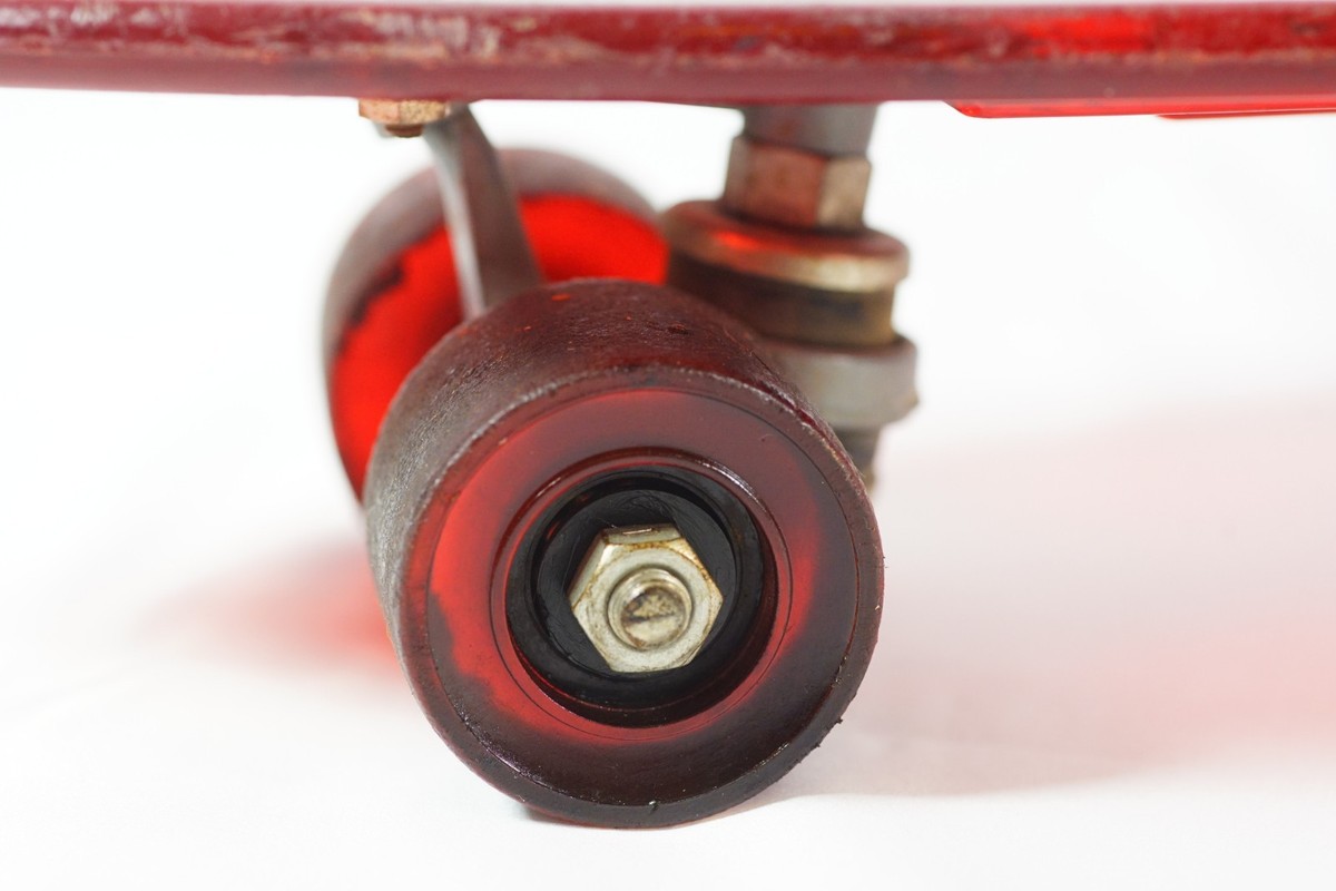 1970s NASH Kick Tail Skateboard Red Transparent Acrylic Sidewalk