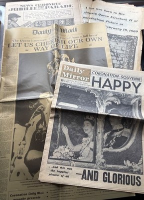 Vintage Papiere seltene königliche Kopien inkl. Gold Daily Mail, ungeschnittene Nachrichtenchronik etc.
