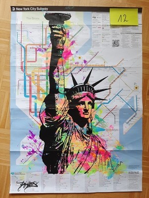 Art on Subway Map, LADY LIBERTY - FARBIG, 82 cm x 60 cm*NEU*TOP*NEU*TOP*NEU*TOP*