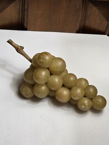 Groupe De Raisin Sculpté Main En Albâtre Violet - Décoration Vintage Italienne - Occasion