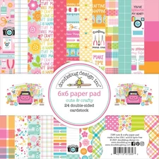 Doodlebug Double-Sided Paper Pad 6"X6" 24/Pkg-Cute & Crafty, 12 Designs/2 Each