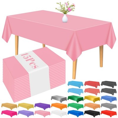 Tablecloth Plastic Disposable 15 Pack 54x108 Pink Waterproof Spillproof Party De