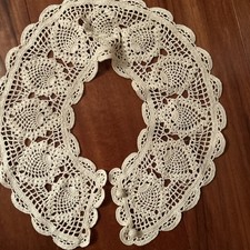 Vintage Cotton Cream/Ivory Crocheted 2 Button Detachable Dress Collar