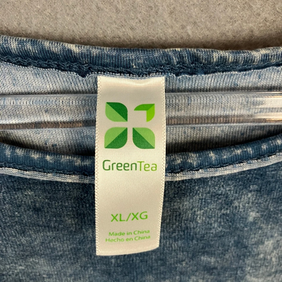 Top de mujer Green Tea de terciopelo triturado manga corta talla XL azul nuevo con etiquetas Foto 3 de 4