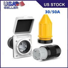 30/50AMP RV Power Inlet Outlet Shore Kit w/Boot Cord Protector ETL Listed USA