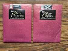 2 NEW VTG Leggs Ultra Sheer Elegance ONYX Control Top Sheer Toe Pantyhose Size C