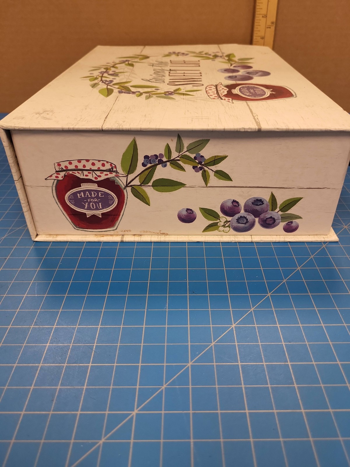 Sweet Life Decorative Box Wood Look Design Storage Container Home Decor 12.5x9x4