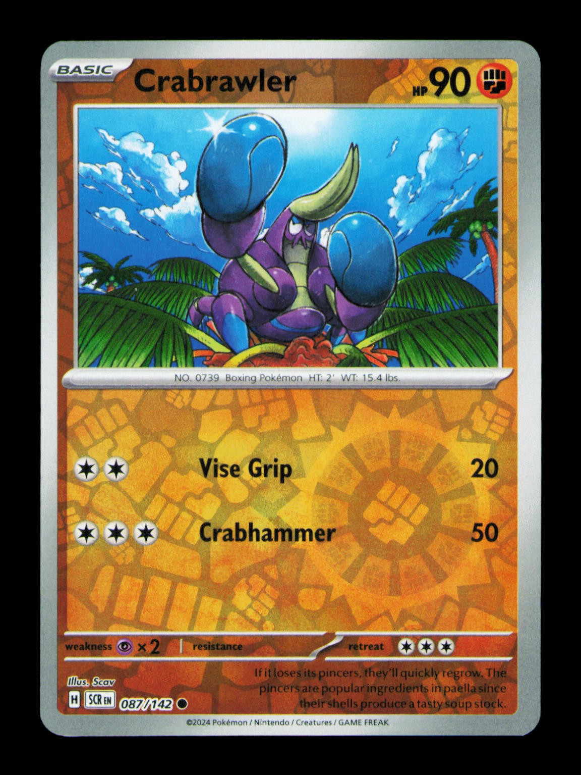 Crabrawler Reverse Holofoil Common SV07: Stellar Crown 087/142 NM
