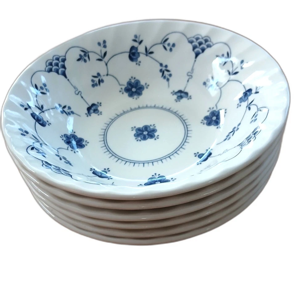 6 cuencos cupé Churchill Classic Finlandia azul blanco Staffordshire Inglaterra Foto 2 de 4