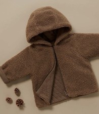 Pure Baby Reversible Sherpa Jacket Size 12-18 Months NWT Quilted Brown Hood