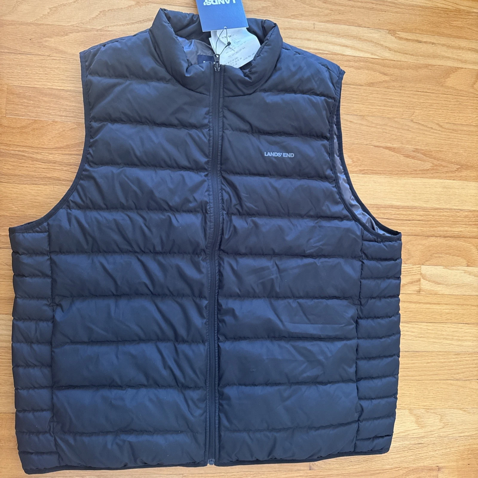 Lands End Men’s Quilted Puffer Vest Goose Down Filled Black Size XXL (50-52)