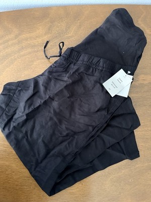 NWT H&M Mama Maternity Linen Blend Full Panel Loose Fit Black Pant Size Large