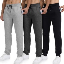 Sweatpants for Men Fleece 3 Pack Joggers Gym Workout Athletic Track Mens Swea...