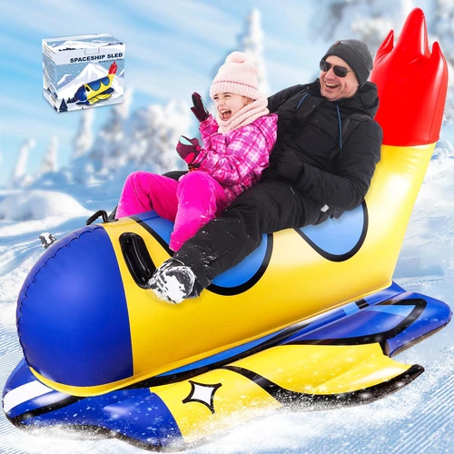 Tubo de Nieve, 64 Pulgadas Super Grande Inflable Nave Espacial Trineo de Nieve para Niรฑos y Adultos...-