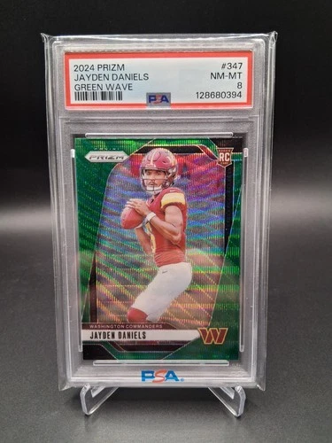 Jayden Daniels #347 2024 Prizm Green Wave Rookie Refractor PSA 8