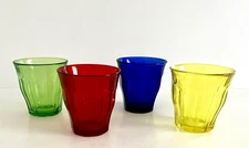 Set of 4 Duralex Picardie Primary Color Glass Tumblers Barware 8oz France NICE