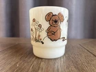 VTG FIRE KING HILIDI Brown Mouse White Milk Glass Mug Adorable Pre-owned