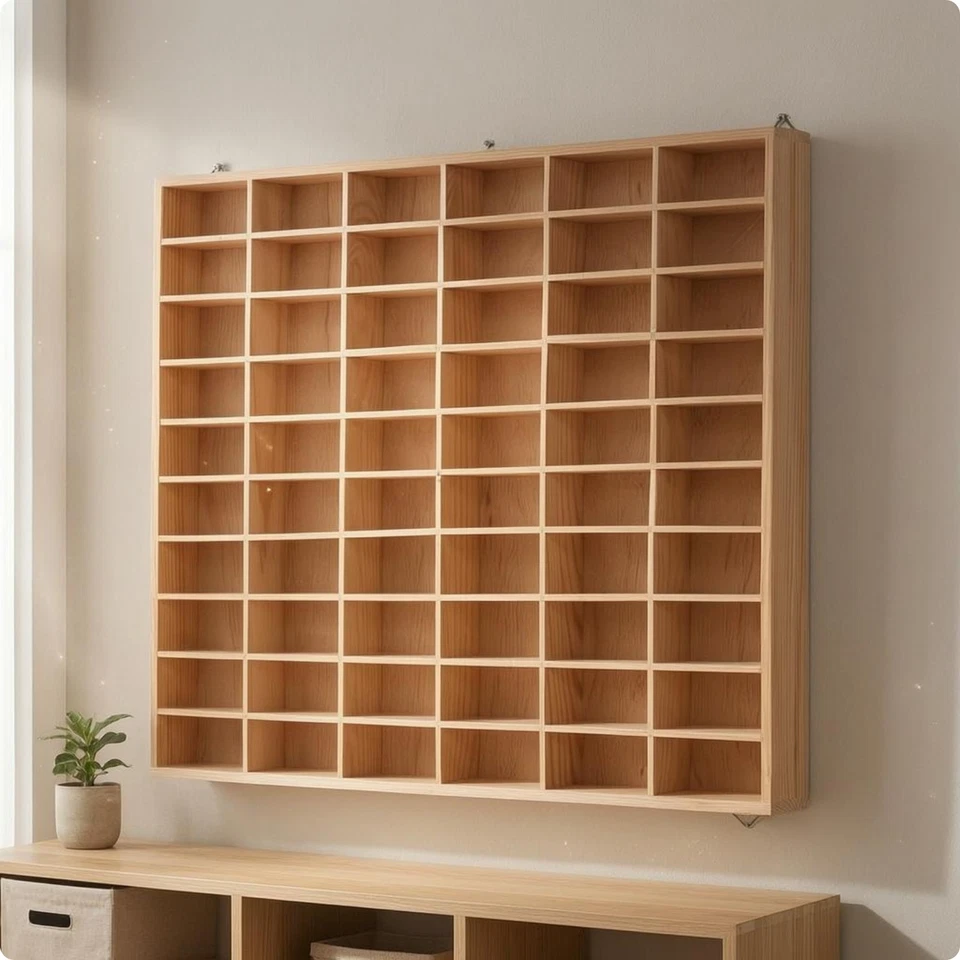 Spielzeugauto Vitrinenständer vorne offen getrennt Holzschrank platzsparend - Bild 1 von 1