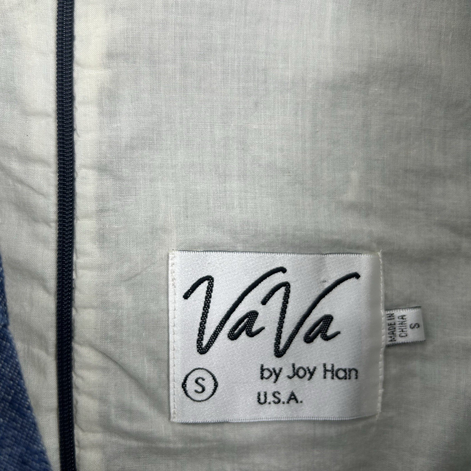 VaVa By Joy Han Denim Mini Dress Dark Wash Pockets Buttons Split Neck Size S