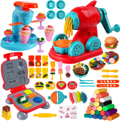 3-In-1 Color Dough Kitchen Creations Set for Kids Aged 3-8, 24 Colors Dough Play