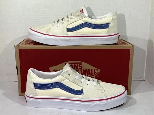Scarpe da ginnastica Vans uomo taglia 5 5 classiche bianche marine scamosciate SK8 Low AJ 1202