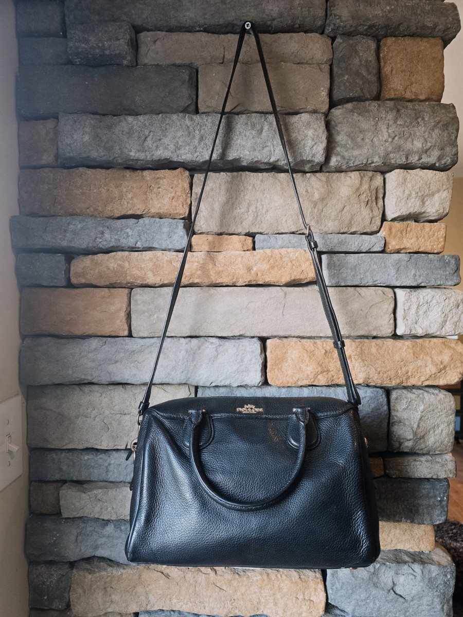 COACH F31376 Bennett Satchel Black Pebbled Leather W/ Crossbody