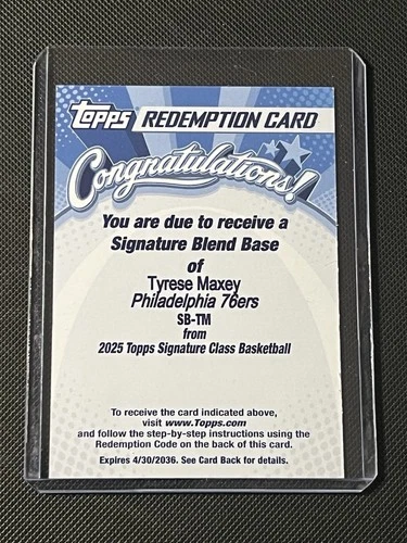 2025 Topps Signature Tyrese Maxey Base (RAW)