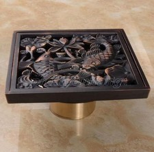 Black Oil Rubbed Brass Bathroom Floor Drain Waste Grate Shower Drainer Phr029