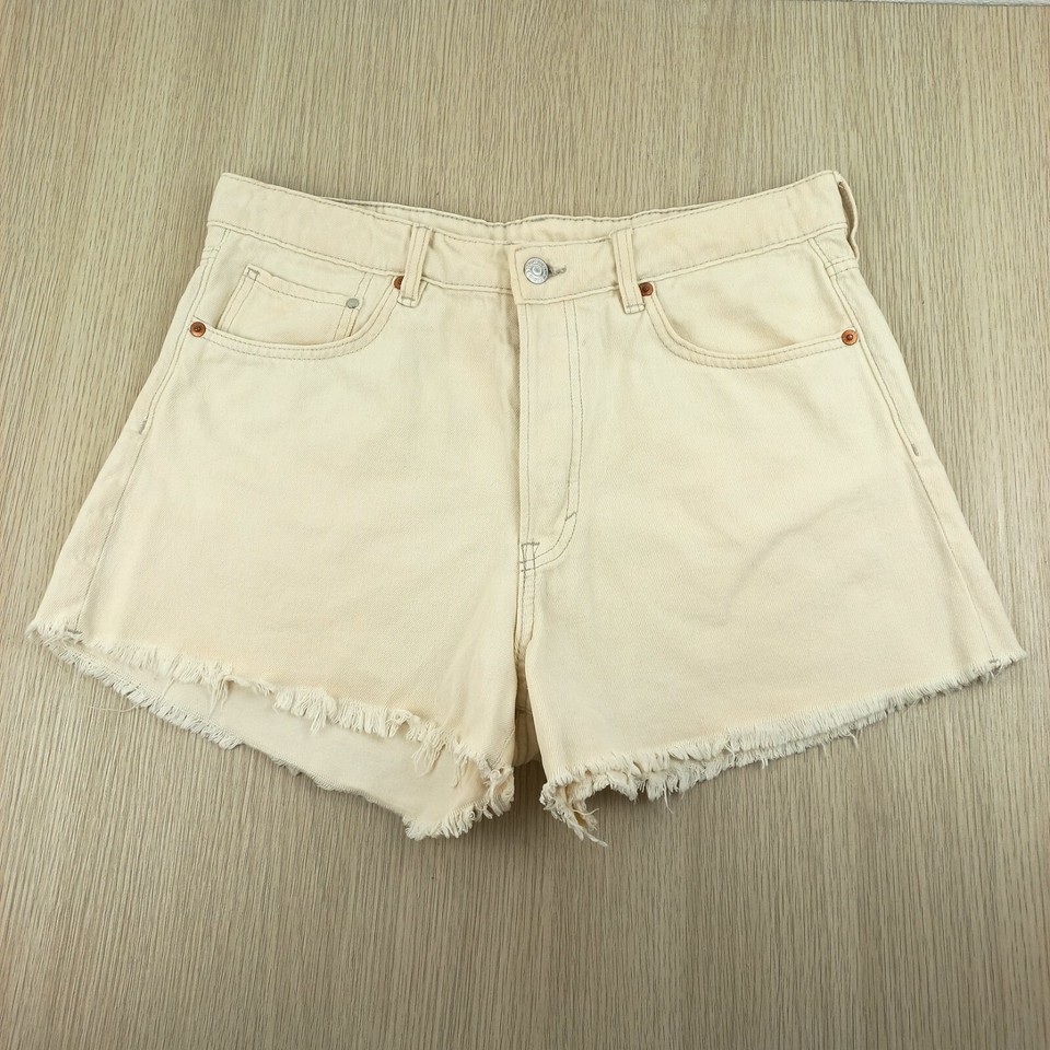 & Denim Cut-Off Shorts Women's Size 42 High Rise A-Line Button Fly Not Stretch