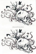 LOT 2 - SKULL DESIGN WITH BATS Temporary Tattoo