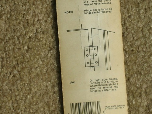 Hager 2 1/2 inch utility hinge with screws. ( Loose pin ) A pair of hinges - Picture 2 of 3