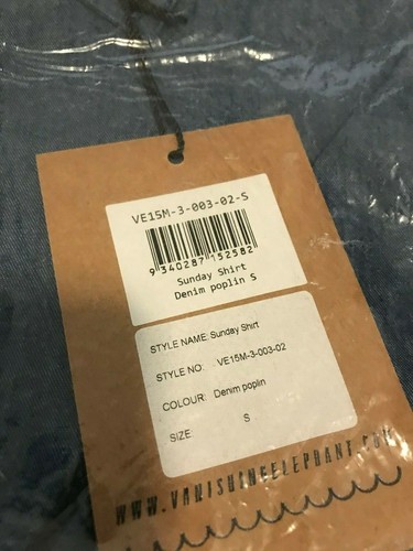 Vanishing Elephant Sunday Shirt Denim Poplin Size S, NEW - Picture 4 of 7